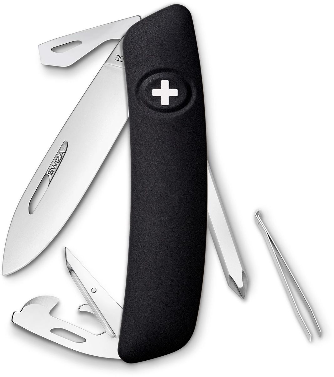 фото Нож швейцарский SWIZA "D04", цвет: черный, длина клинка 7,5 см