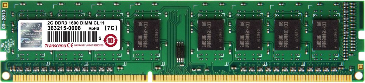 фото Модуль оперативной памяти Transcend DDR3 DIMM 2GB 1600МГц