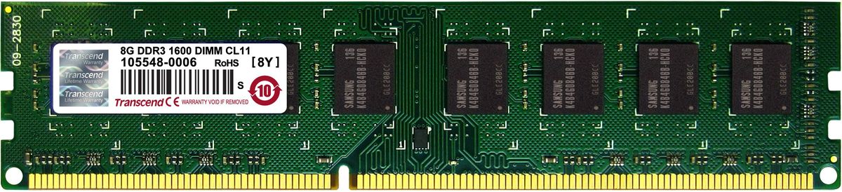 фото Модуль оперативной памяти Transcend DDR3 DIMM 8GB 1600МГц (TS1GLK64V6H)