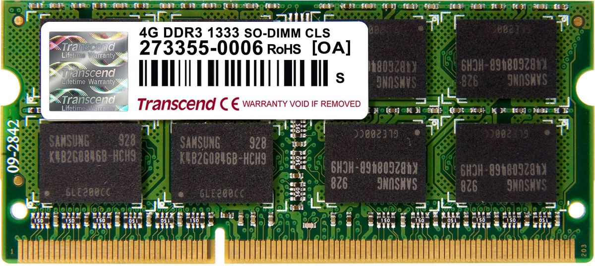 фото Модуль оперативной памяти Transcend DDR3 SO-DIMM 4GB 1333МГц (TS512MSK64V3N)