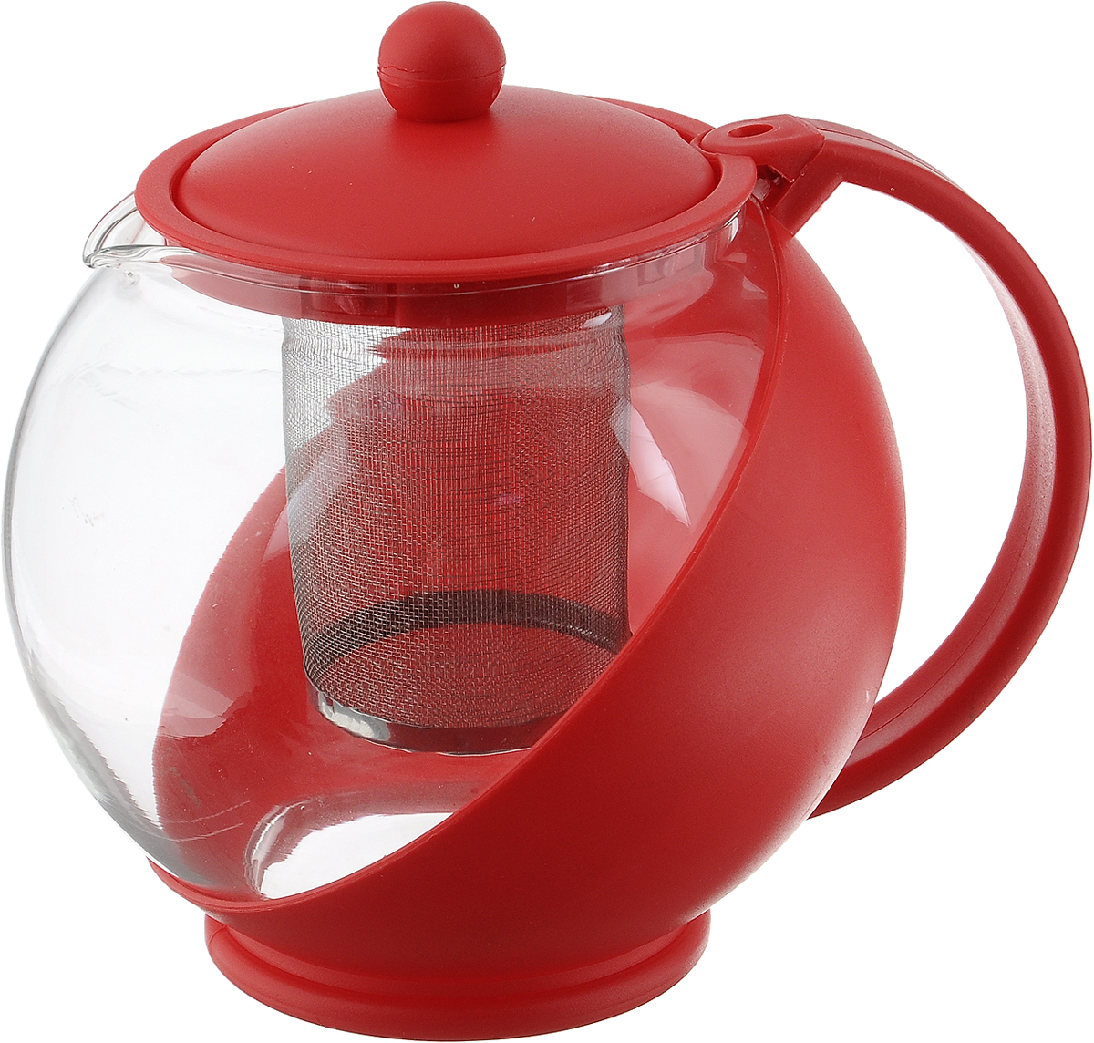фото Чайник заварочный "Mayer & Boch", с фильтром, цвет: прозрачный, красный, 1,25 л