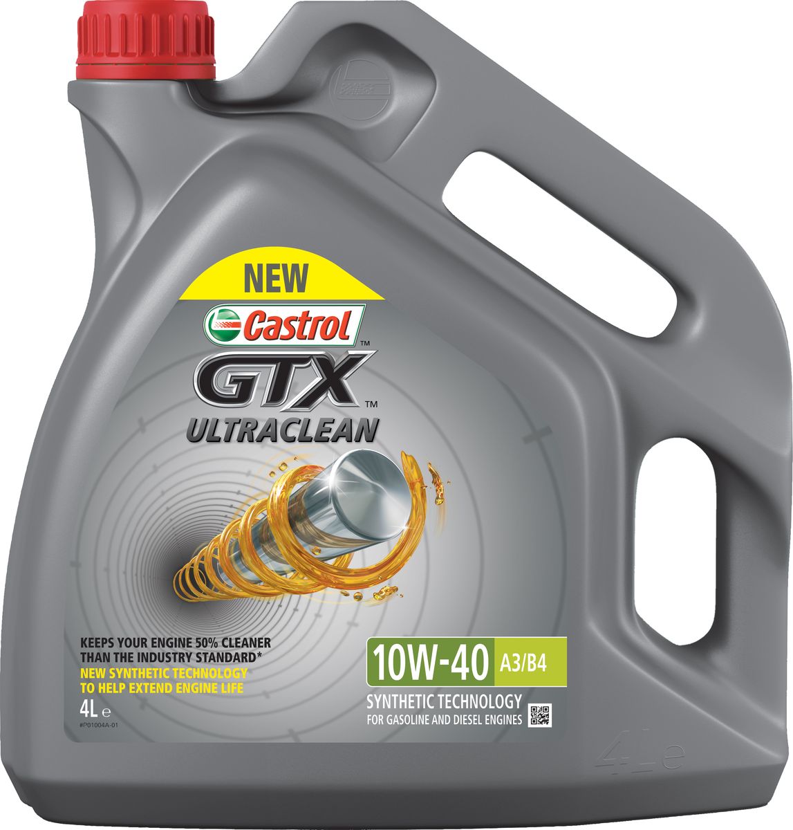 фото Масло моторное Castrol "GTX Ultraclean", синтетическое, класс вязкости 10W-40, A3/B4, 4 л