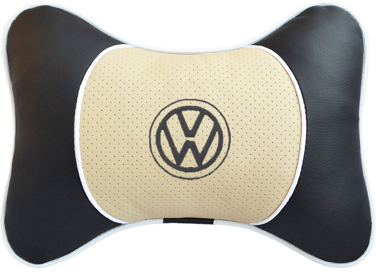 фото Подушка на подголовник Auto Premium "Volkswagen", цвет: бежевый. 37588