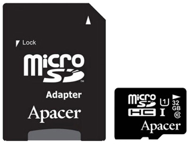 фото Apacer microSDHC Class 10 UHS-I 32GB карта памяти с адаптером