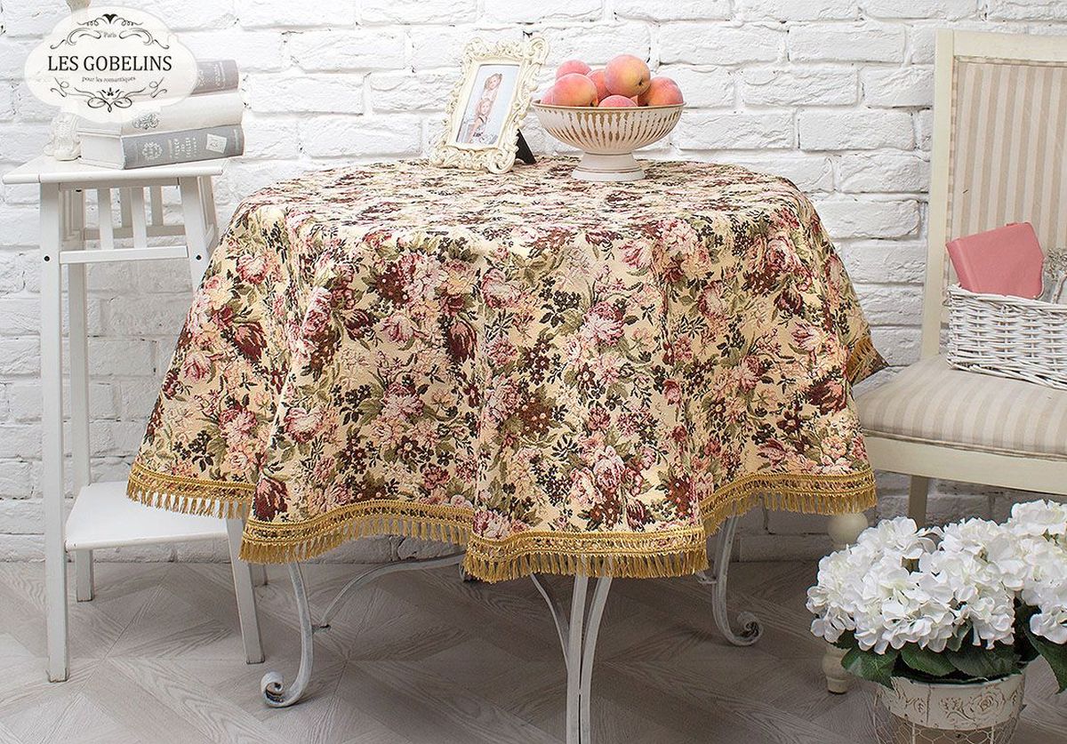 Скатерть Les Gobelins Bouquet Francais, круглая, диаметр 160 см покрывало на кресло les gobelins bouquet francais 50 х 120 см