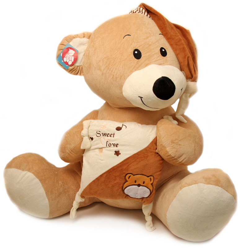фото Magic Bear Toys Мягкая игрушка Медведь с подушкой цвет бежевый коричневый 80 см