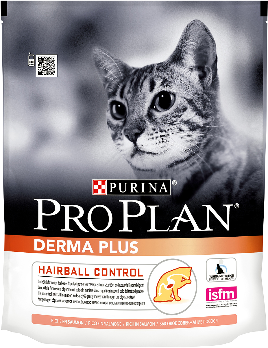 Корм сухой Pro Plan "Derma Plus" для кошек с проблемами кожи и шерсти, с лососем, 400 г