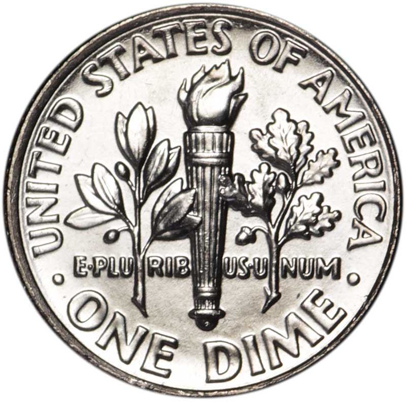 фото Монета номиналом 10 центов, Рузвельт. Двор P, медь, никель, США, 1998 год United states mint