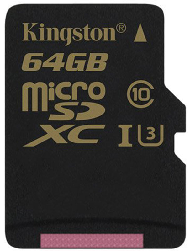 фото Kingston microSDXC Gold UHS-I Speed Class 3 (U3) 64GB карта памяти с адаптером