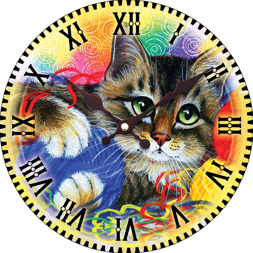 фото Часы настенные Белоснежка "Котик с клубочками", диаметр 34 см