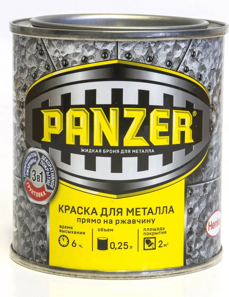 фото Краска эмалевая молотковая "Panzer", для металла, цвет: золотистый (1036), 0,25 л