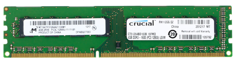 фото Модуль оперативной памяти Crucial DDR3 4GB 1600МГц