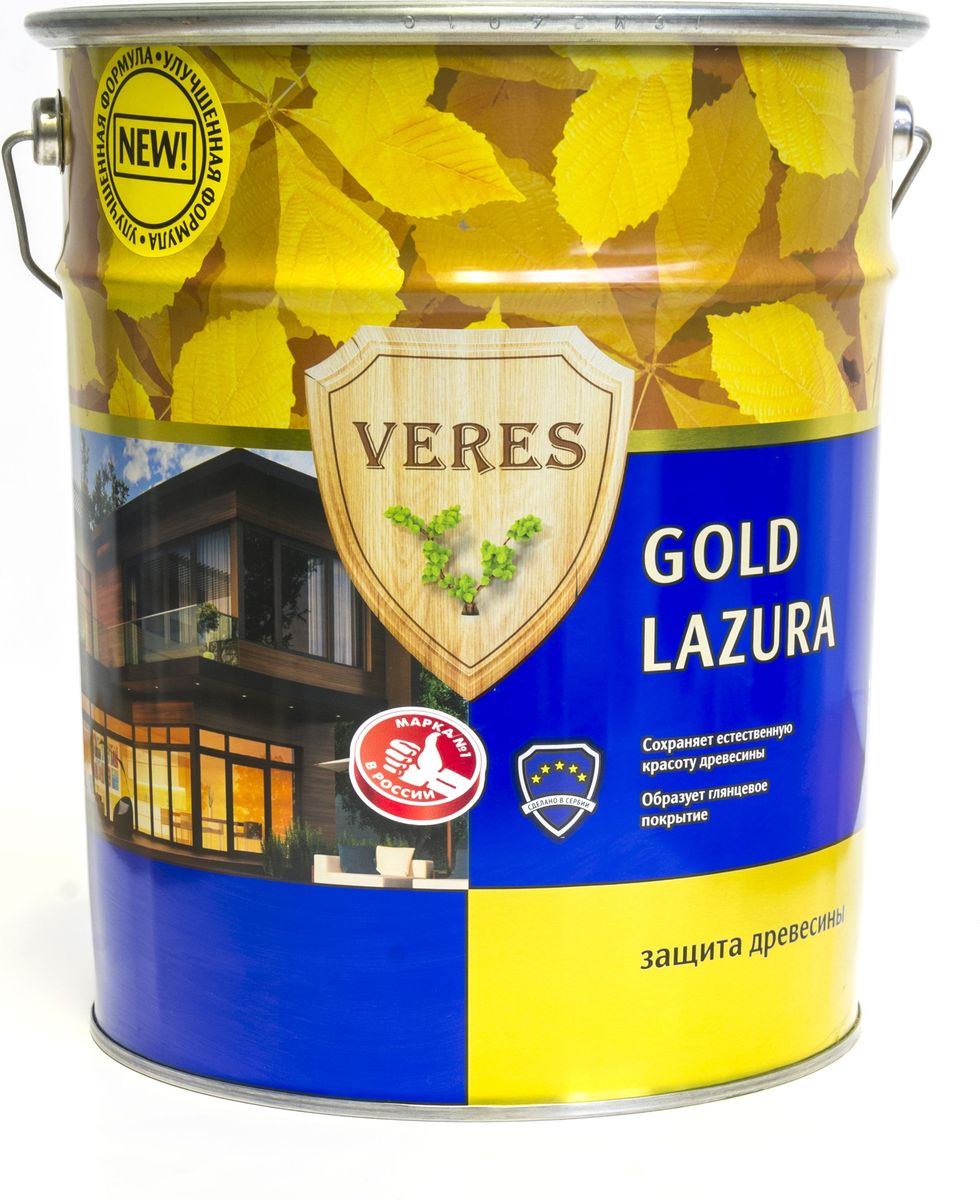 фото Пропитка тонирующая для дерева Veres "Gold Lazura", цвет: белый (12), 10 л