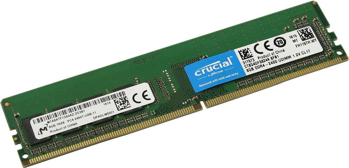 фото Модуль оперативной памяти Crucial Single Rank DDR4 8GB 2400МГц