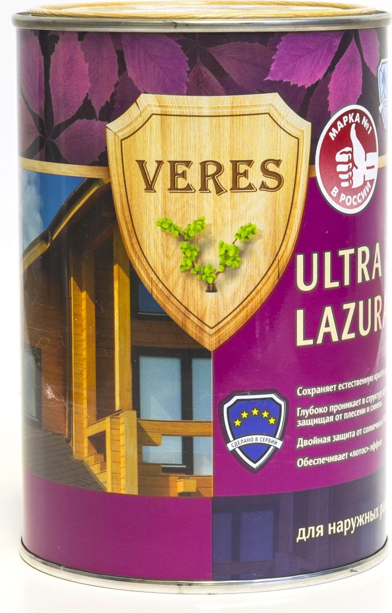 фото Пропитка тонирующая для дерева Veres "Ultra Lazura", цвет: рябина (11), 0,9 л