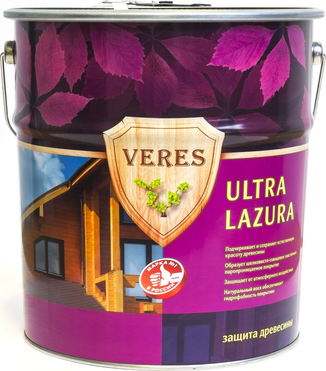 фото Пропитка тонирующая для дерева Veres "Ultra Lazura", цвет: белый (12), 10 л