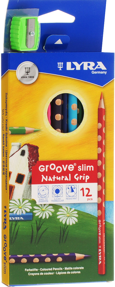 Lyra Набор цветных карандашей Groove Slim с точилкой 12 шт