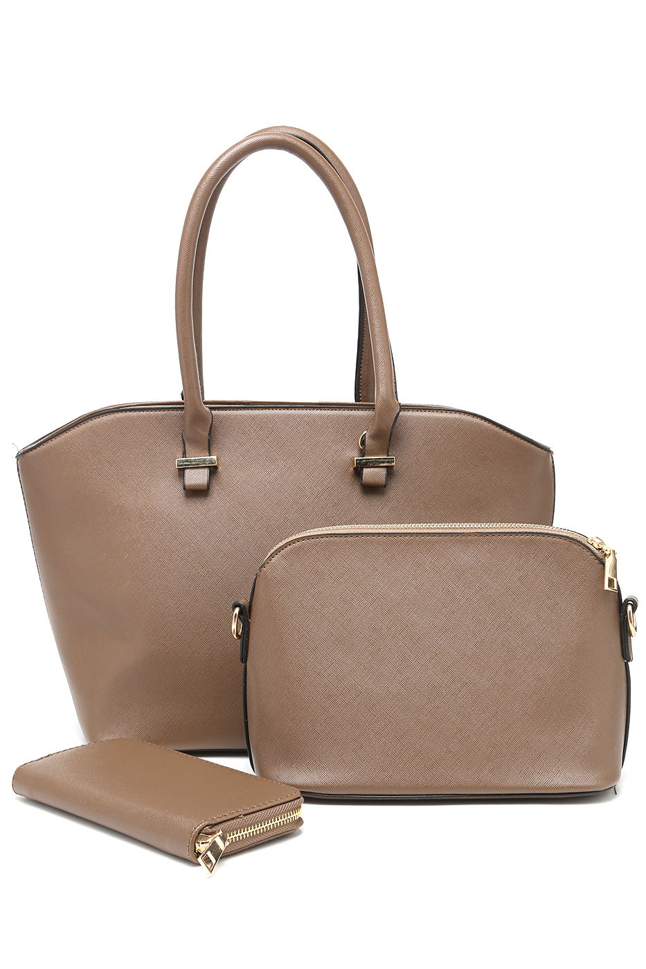 фото Комплект женский DDA: сумка, клатч, кошелек, цвет: коричневый. WB-1014BG
