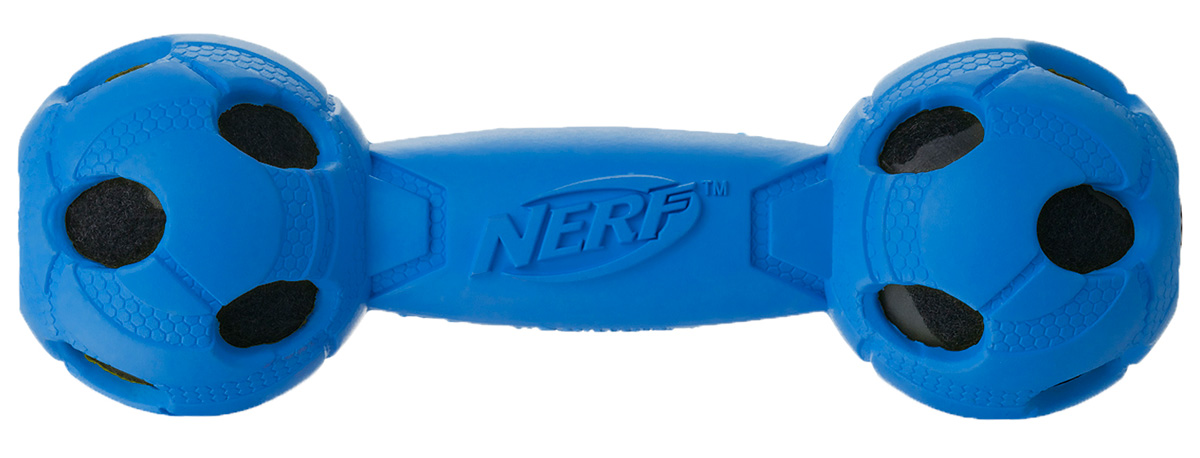 фото Игрушка для собак Nerf "Гантель", с отверстиями, цвет: синий, 17,5 см Nerf dog