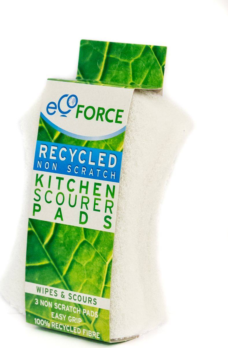 фото Кухонная губка "EcoForce", для деликатных поверхностей, цвет: белый, 3 шт