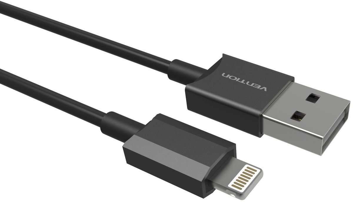 фото Vention VAI-C02-B100 кабель USB- Lightning, Black (1 м)