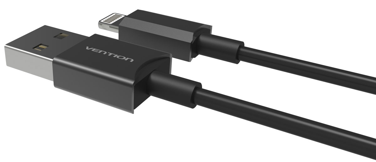 фото Vention VAI-C02-B100 кабель USB- Lightning, Black (1 м)