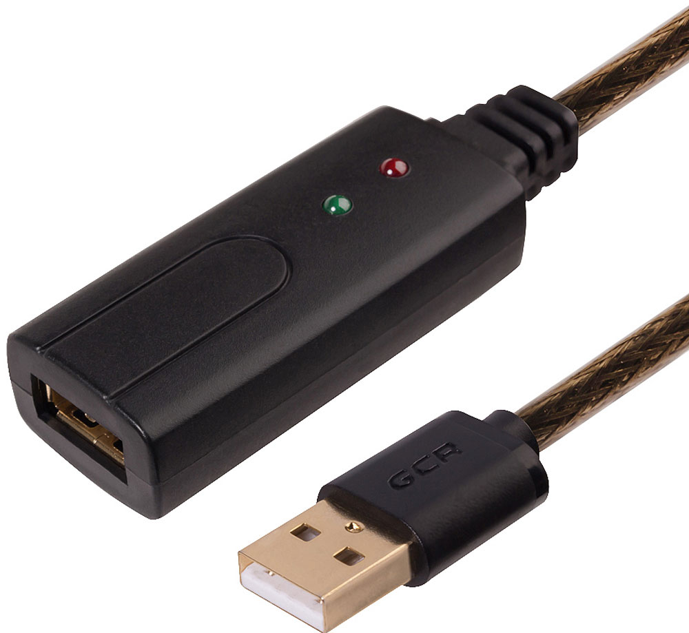 фото Greenconnect Russia GCR-UEC3M2-BD2S, Transparent Black удлинитель активный USB 2.0 (7,5 м)