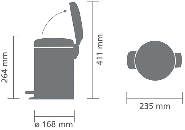 фото Бак мусорный Brabantia "NewIcon", с педалью, цвет: черный, 3 л. 113321