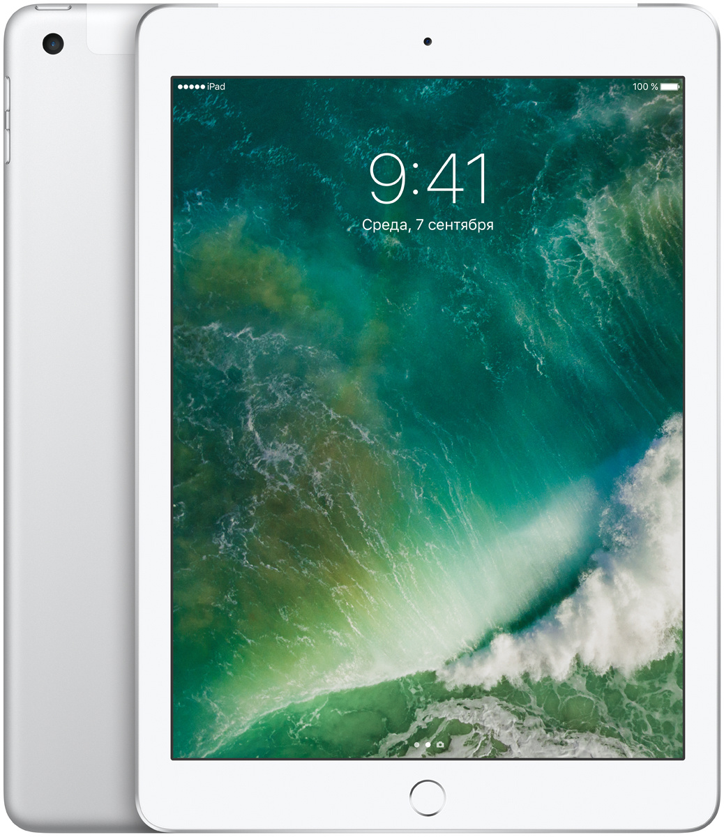 фото Планшет Apple iPad 9.7" Wi-Fi + Cellular (2017), 128 ГБ, серебристый