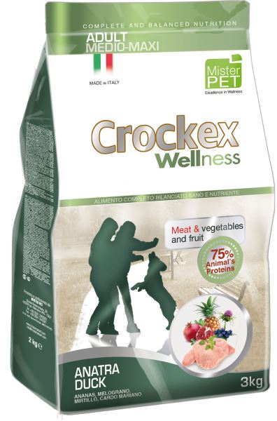 фото Корм сухой "Crockex Wellness" для собак средних и крупных пород, с уткой и рисом, 3 кг