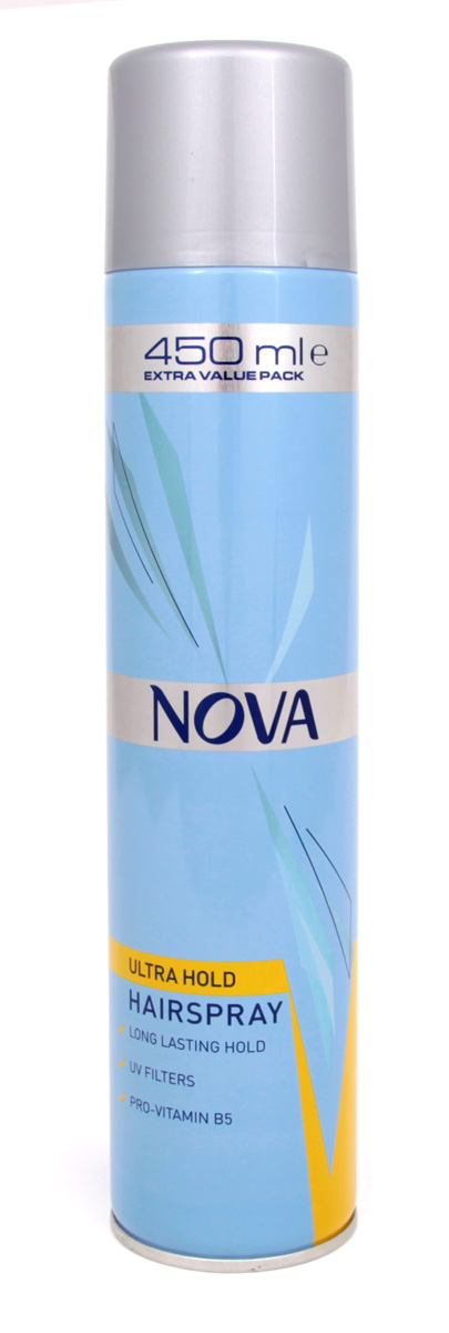 Лак для волос Nova сверхсильной фиксации 450 мл (желтый)