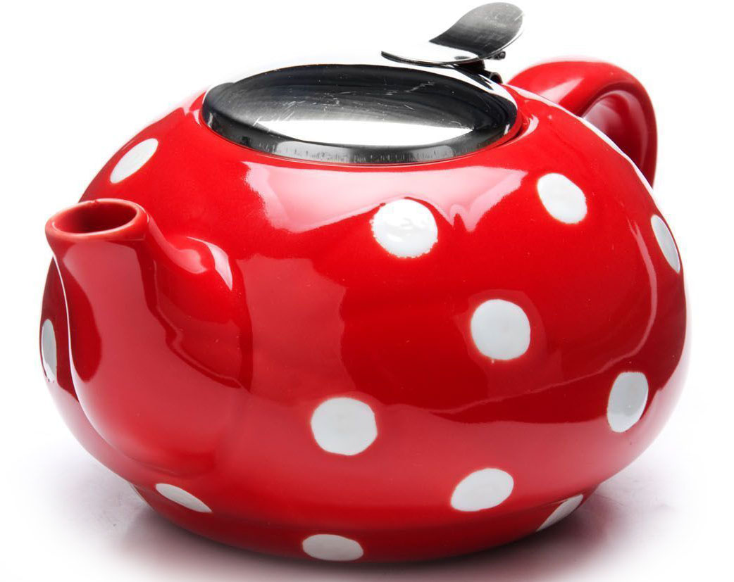 фото Заварочный чайник "Loraine", цвет: красный, белый, 750 мл. 26596-1