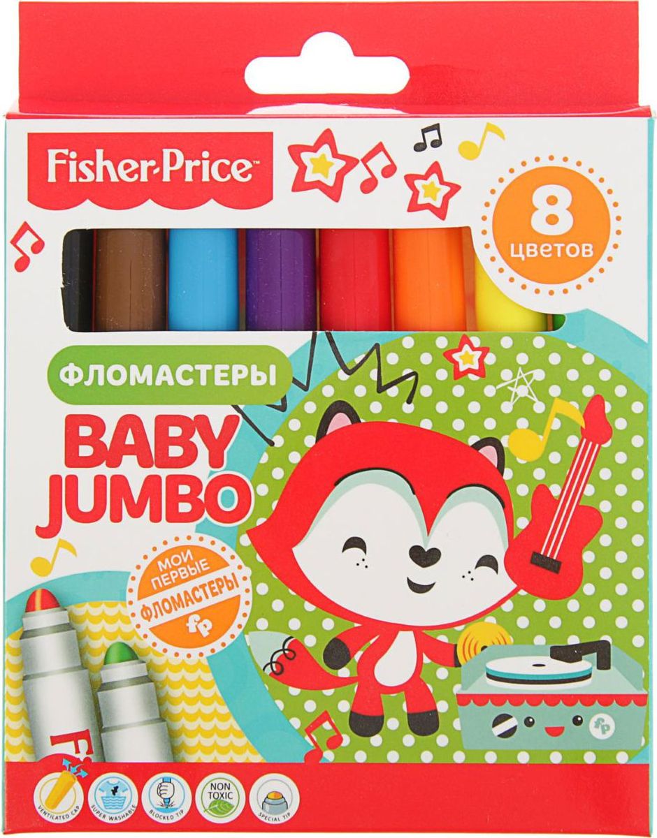 фото Mattel Набор фломастеров Baby Jumbo Fisher Price утолщенные 8 цветов