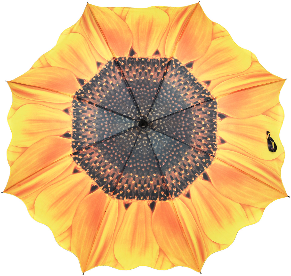 фото Зонт женский Эврика, полуавтомат, трость, цвет: желтый, темно-коричневый. 94852