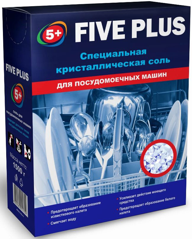 фото Соль для посудомоечных машин "Five Plus", 1,5 кг