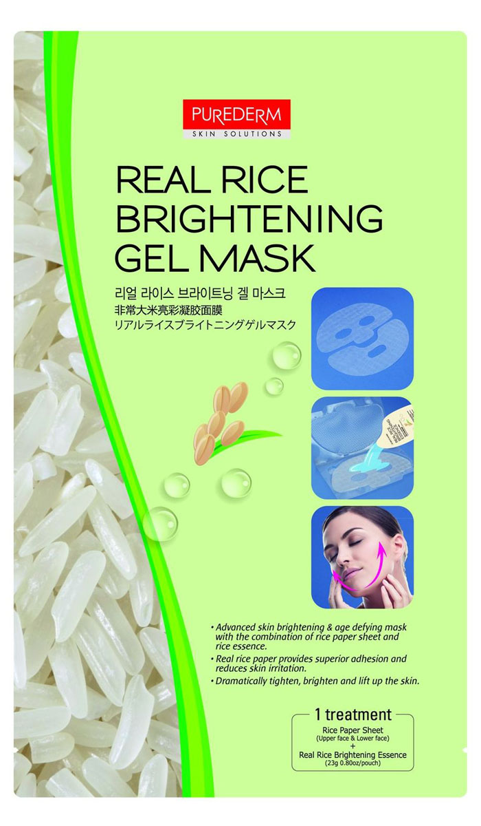 фото Purederm Рисовая гелевая маска для сияния кожи 2 в 1 1 шт + Рисовая сыворотка, 23 г