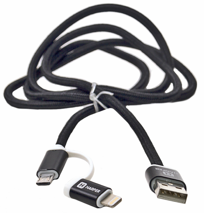 фото Harper Brch-410, Black кабель USB - micro USB+Lightning (1 м)