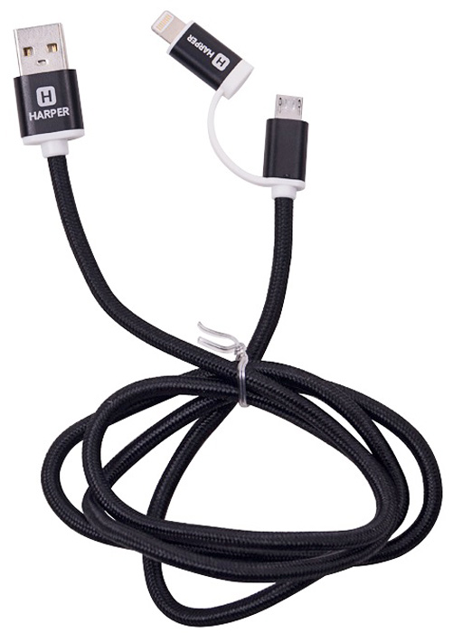 фото Harper Brch-410, Black кабель USB - micro USB+Lightning (1 м)