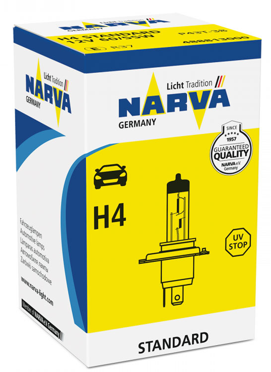 фото Лампа автомобильная галогенная "NARVA", цоколь H4, 12V, 55-60W