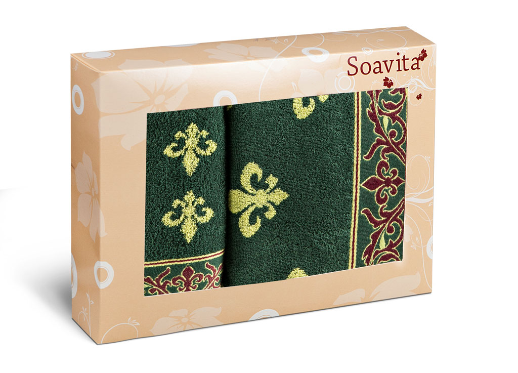 фото Набор махровых полотенец Soavita "Вензель", цвет: зеленый, 2 шт