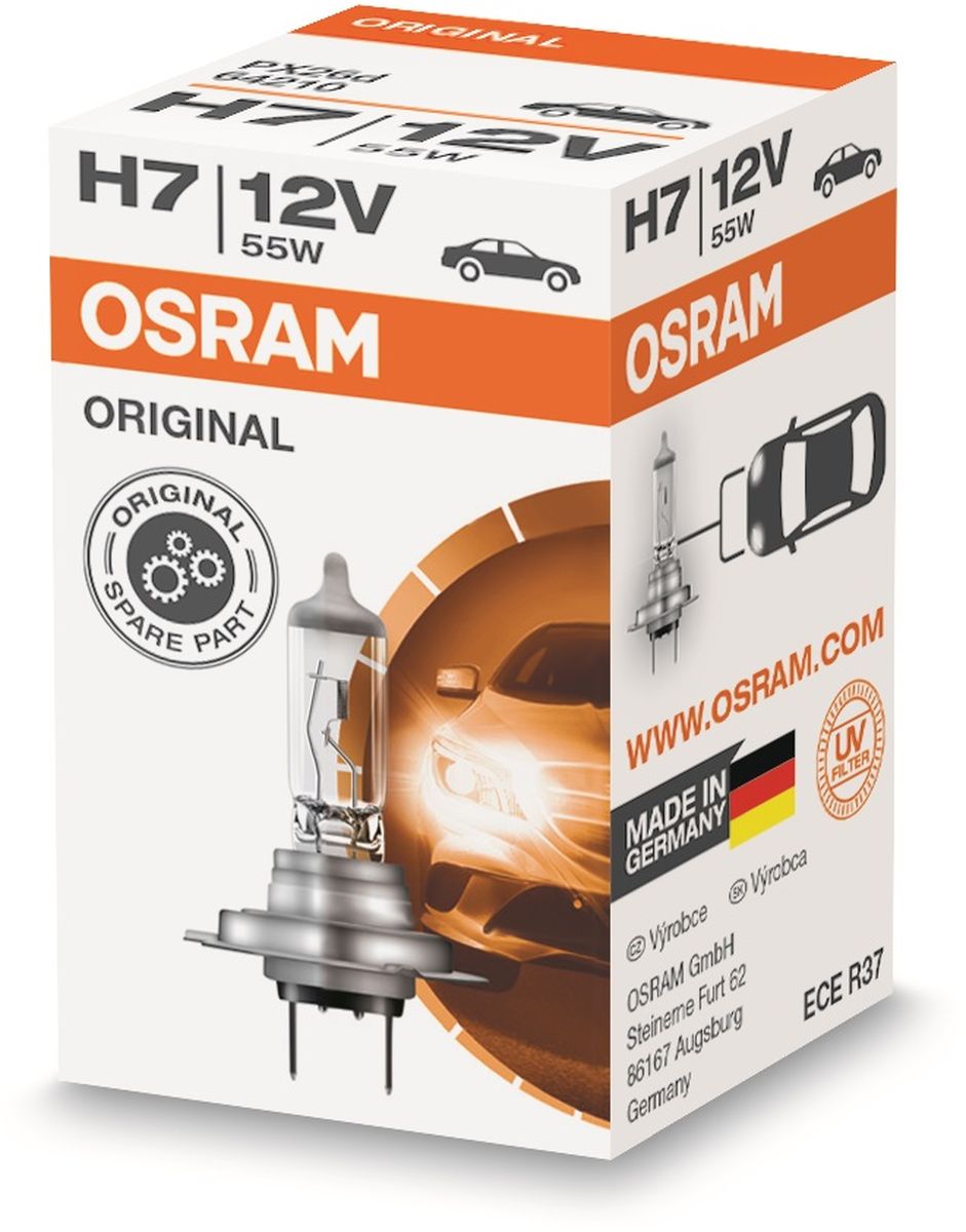 фото Лампа автомобильная галогенная Osram "Original Line", для фар, цоколь PX26d, 12V, 55 Вт