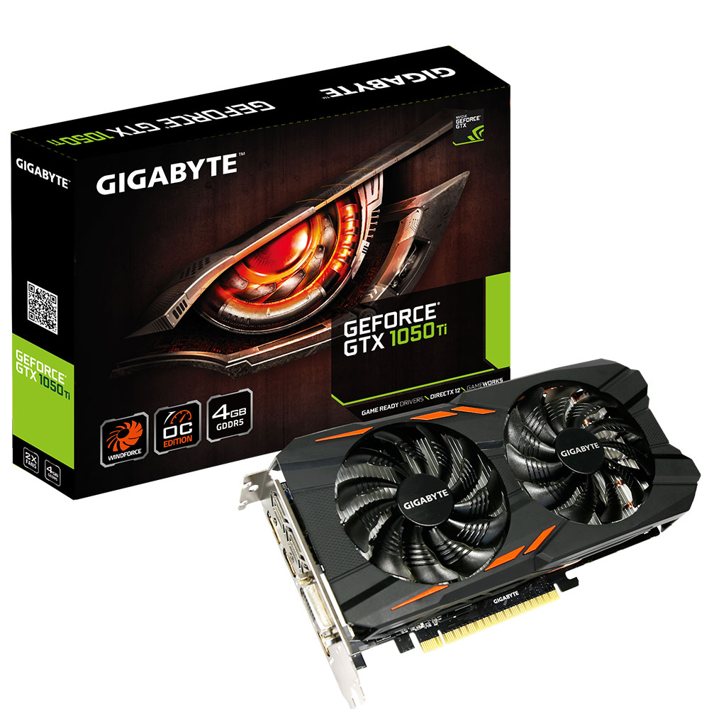 фото Видеокарта Gigabyte GeForce GTX 1050 Ti Windforce OC 4GB, GV-N105TWF2OC-4GD