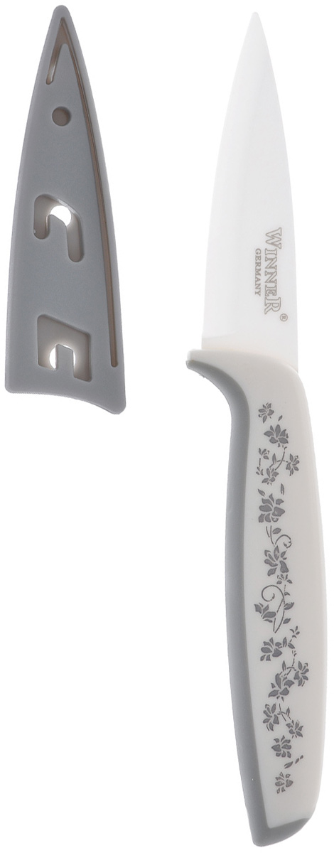 фото Нож для чистки "Winner", керамический, цвет: серый, белый, длина лезвия 7,3 см