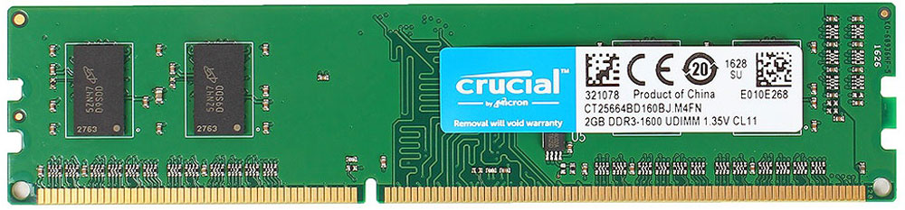 фото Модуль оперативной памяти Crucial DDR3L 2Gb 1600 МГц (CT25664BD160BJ)