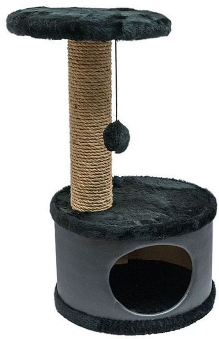 фото Домик-когтеточка Дарэлл "Конфетти", круглый, цвет: черный, 37 х 37 х 73 см