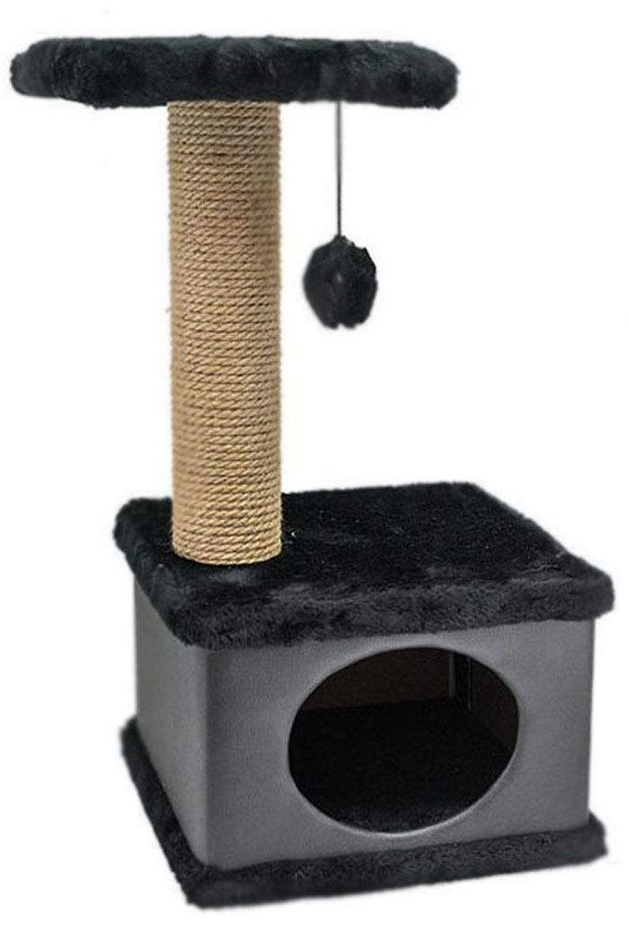 фото Домик-когтеточка Дарэлл "Конфетти", квадратный, цвет: черный, 41 х 37 х 70 см