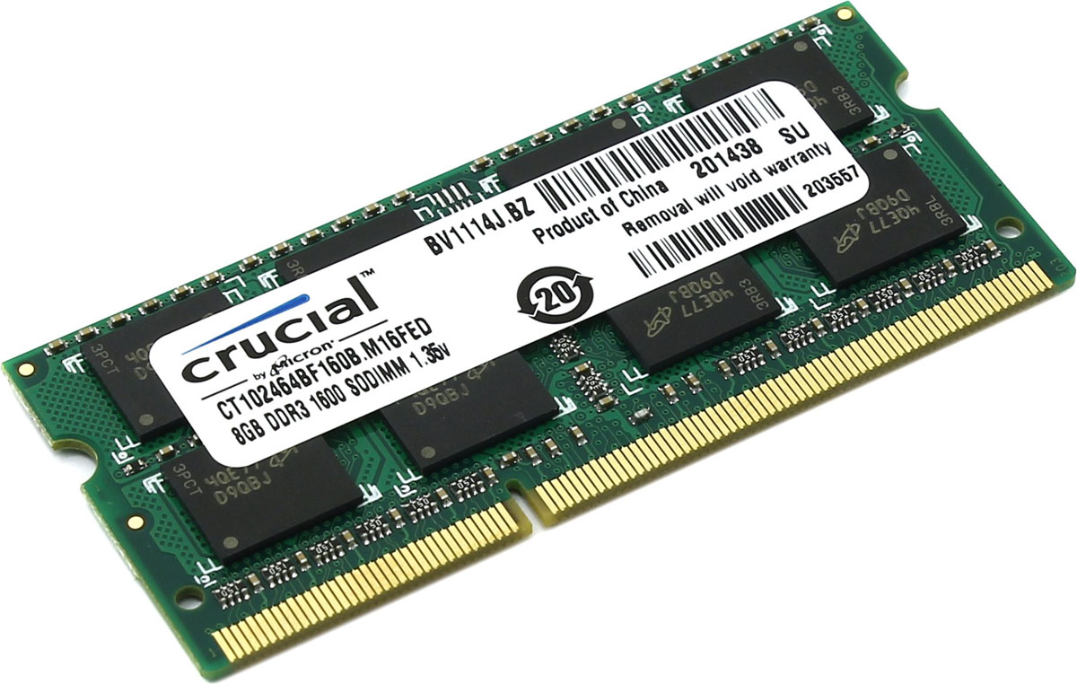 фото Crucial SO-DIMM DDR3L 8Gb 1600 МГц модуль оперативной памяти (CT102464BF160B)
