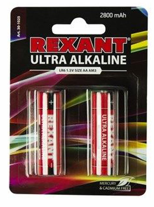 фото Батарейка ультра алкалиновая "Rexant", AA (LR6), 2 шт