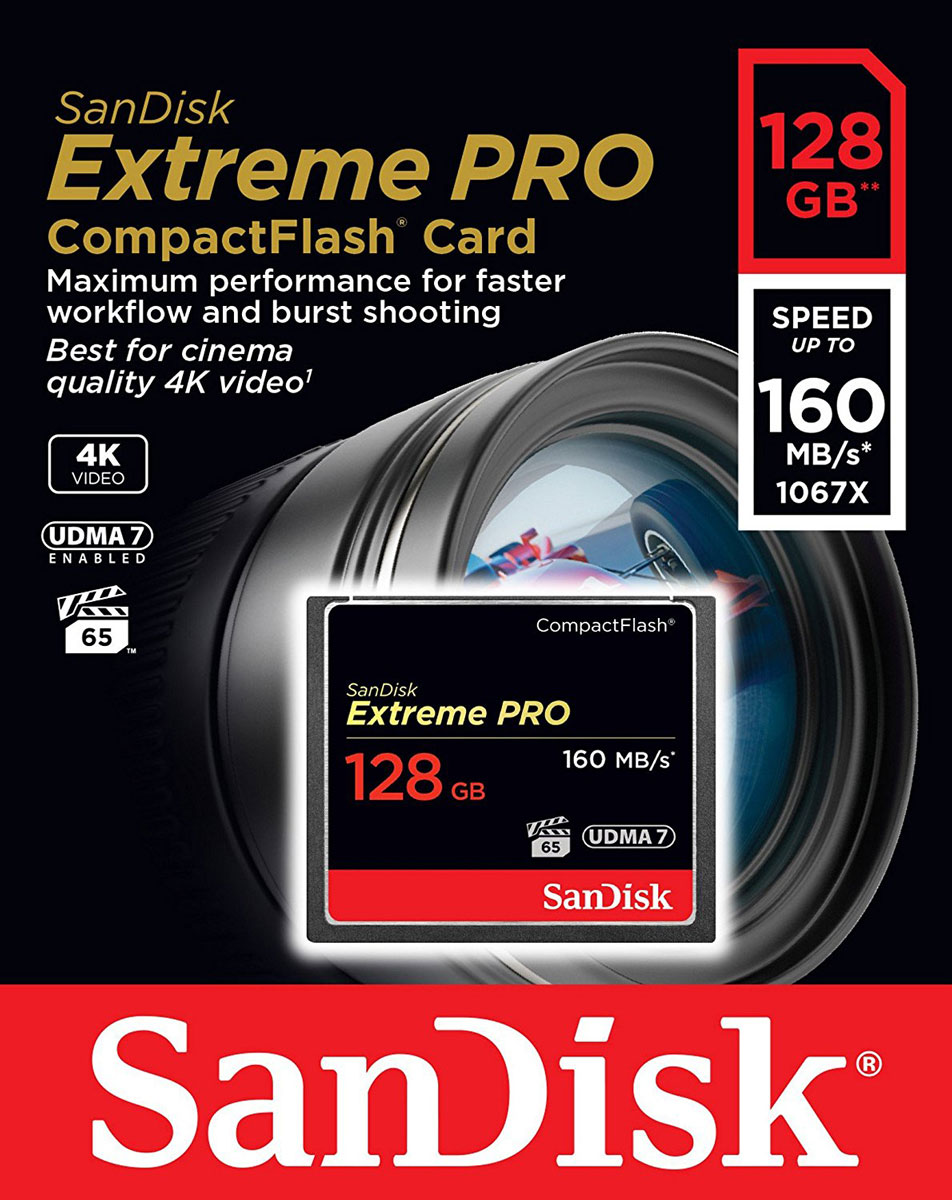 фото SanDisk Extreme Pro CompactFlash 128GB карта памяти