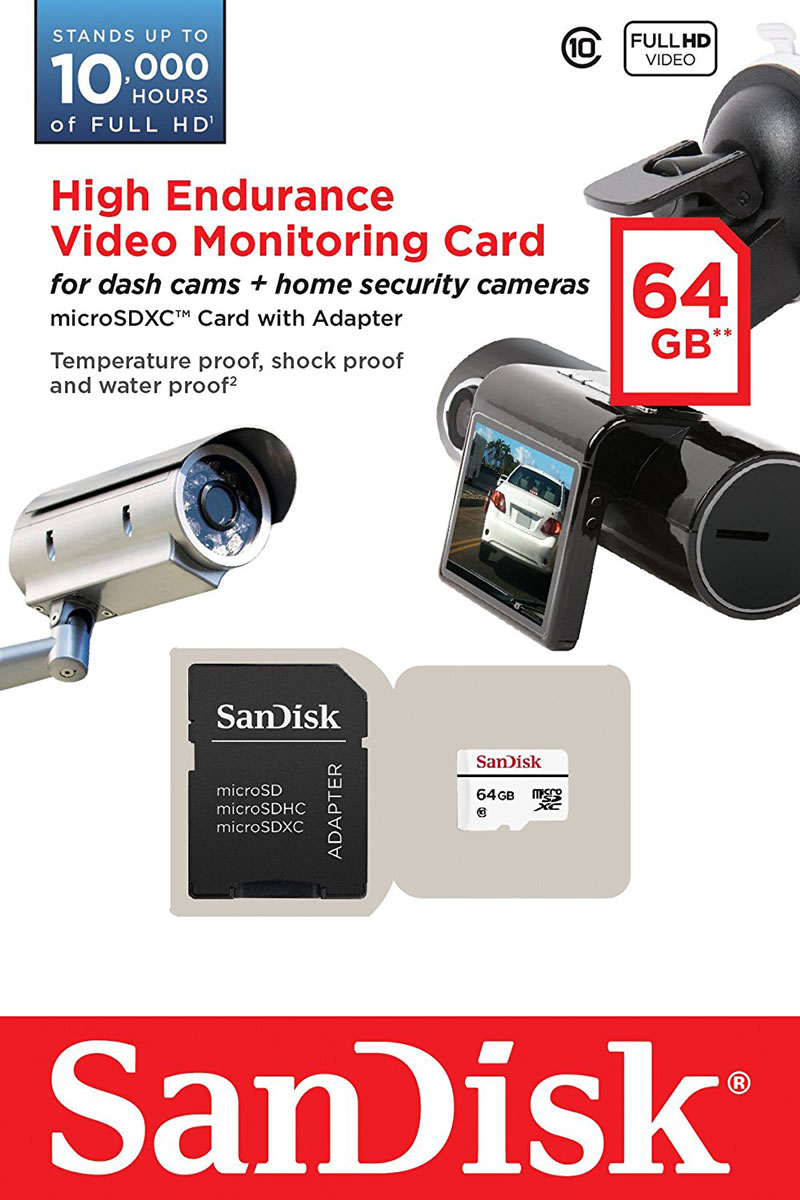 фото SanDisk High Endurance Video Monitoring microSDXC 64GB карта памяти с адаптером